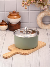 FnS Alwin Olive Green Finish Stainless Steel Casserole with Lid (3000 ml)